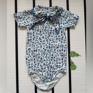 Misha And Puff kids Blue Floral Onesie